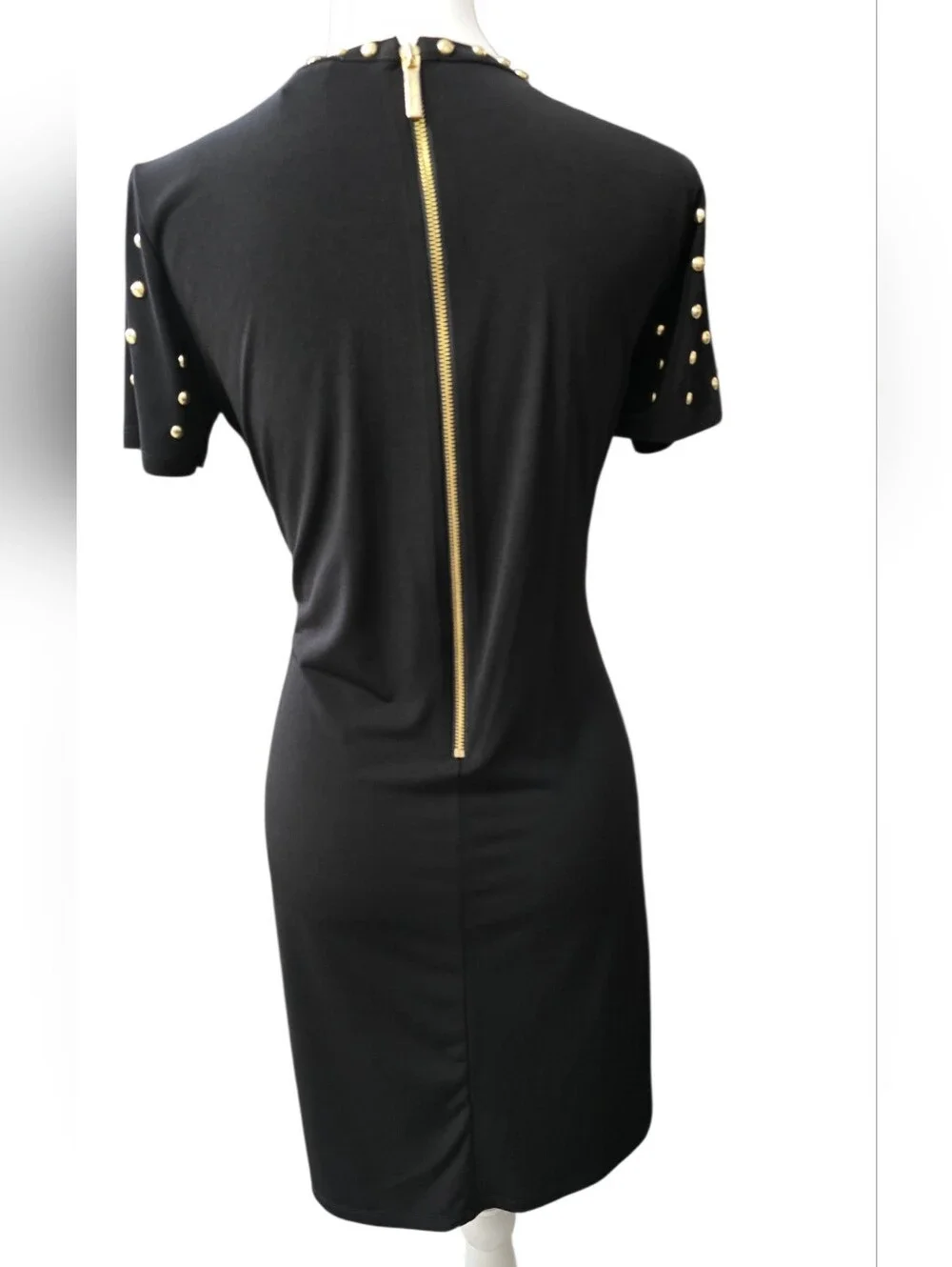 Michael Kors Black Studded Short-Sleeve Bodycon Dress